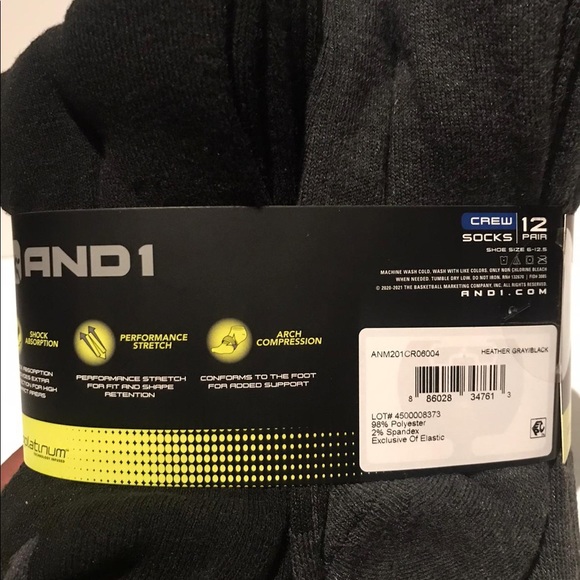 12 PAIRS AND1 Long Crew PROPLATINUM Socks 6 - 12.5 - Picture 7 of 8